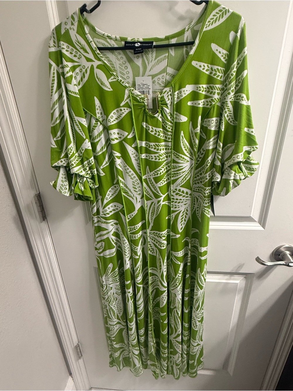 Ashley Stewart Green and White Floral Maxi Dress